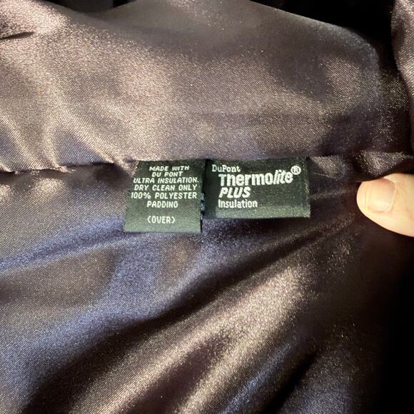 Centigrade Purple Leather Long Coat Jacket Large Thermolite Liner Button Front - Picture 12 of 12